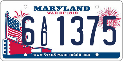 MD license plate 6AD1375