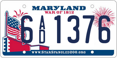 MD license plate 6AD1376