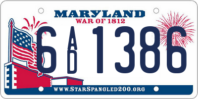 MD license plate 6AD1386