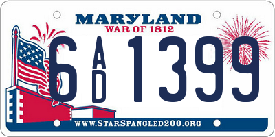 MD license plate 6AD1399
