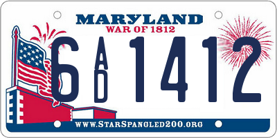 MD license plate 6AD1412