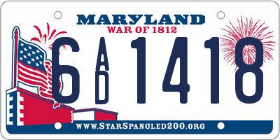 MD license plate 6AD1418