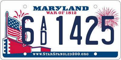 MD license plate 6AD1425
