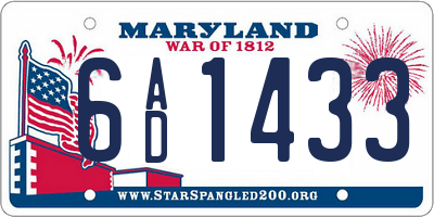MD license plate 6AD1433