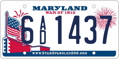 MD license plate 6AD1437