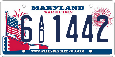 MD license plate 6AD1442