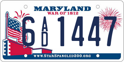 MD license plate 6AD1447