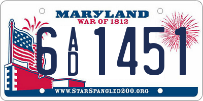 MD license plate 6AD1451