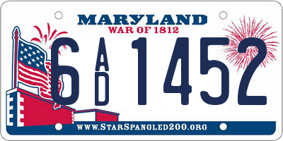 MD license plate 6AD1452