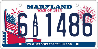 MD license plate 6AD1486
