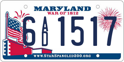 MD license plate 6AD1517