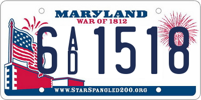 MD license plate 6AD1518