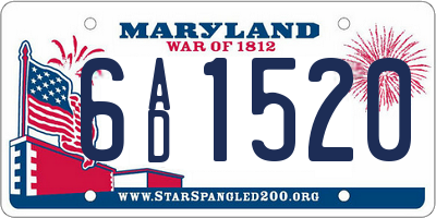 MD license plate 6AD1520
