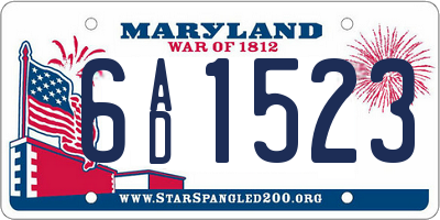 MD license plate 6AD1523