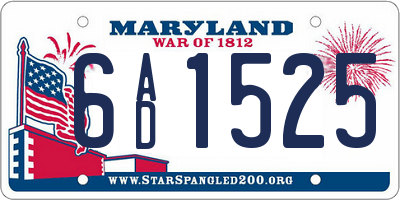 MD license plate 6AD1525