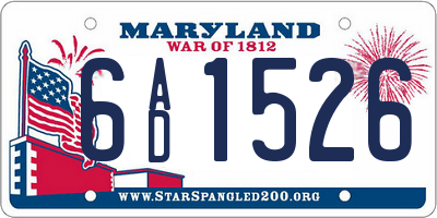 MD license plate 6AD1526