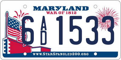 MD license plate 6AD1533