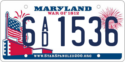 MD license plate 6AD1536