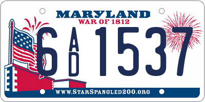MD license plate 6AD1537