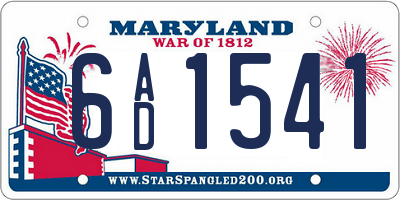 MD license plate 6AD1541