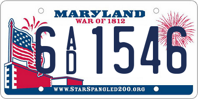 MD license plate 6AD1546