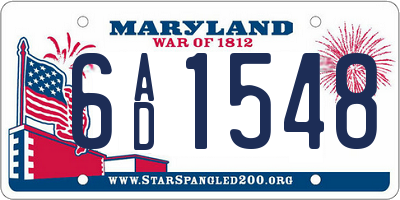 MD license plate 6AD1548