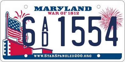 MD license plate 6AD1554