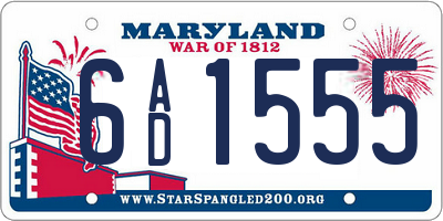 MD license plate 6AD1555