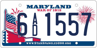 MD license plate 6AD1557