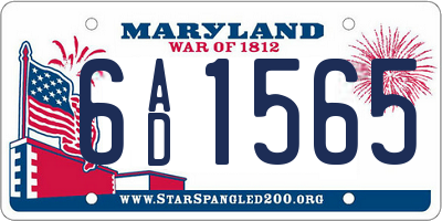 MD license plate 6AD1565