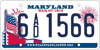 MD license plate 6AD1566