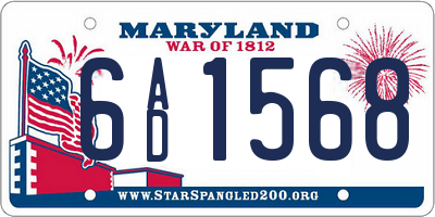 MD license plate 6AD1568