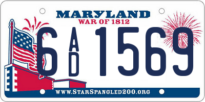 MD license plate 6AD1569
