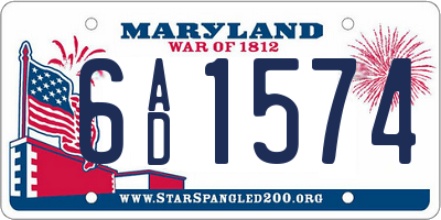 MD license plate 6AD1574