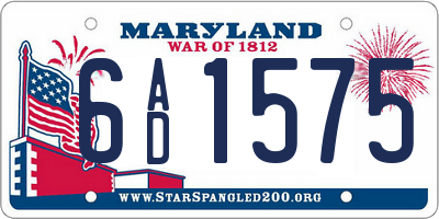 MD license plate 6AD1575