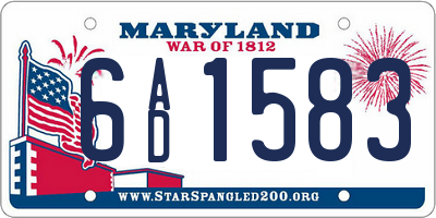 MD license plate 6AD1583