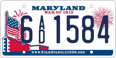 MD license plate 6AD1584