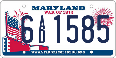 MD license plate 6AD1585