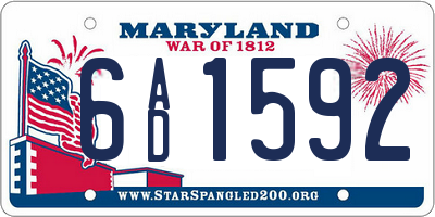 MD license plate 6AD1592