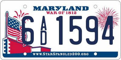 MD license plate 6AD1594