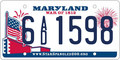 MD license plate 6AD1598