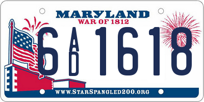 MD license plate 6AD1618