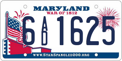 MD license plate 6AD1625