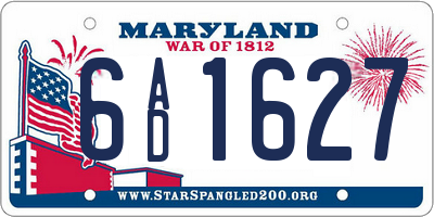 MD license plate 6AD1627