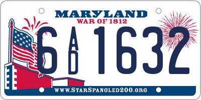 MD license plate 6AD1632