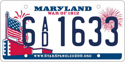 MD license plate 6AD1633