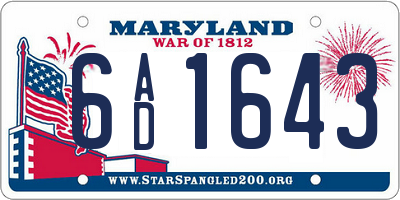 MD license plate 6AD1643