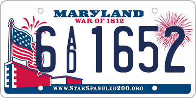 MD license plate 6AD1652