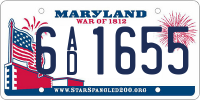 MD license plate 6AD1655