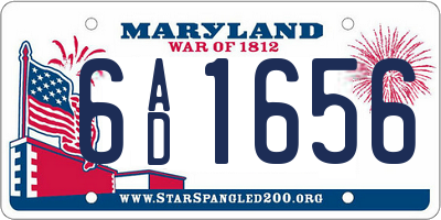 MD license plate 6AD1656